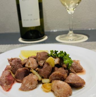 鶏スナズリの鉄板焼き