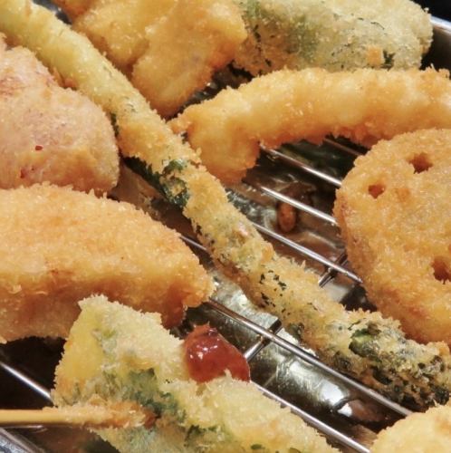 Freshly fried skewers