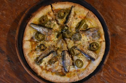 Hot sardine pizza