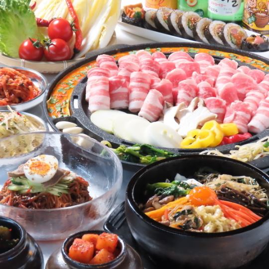 【料理のみ】メインは韓国料理定番のサムギョプサル♪お料理8品3000円