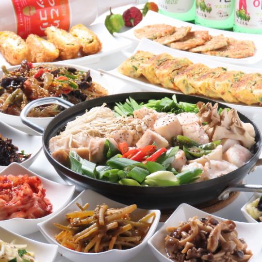 한국 냄비 '콥찬 정골(호르몬) 냄비 코스' 요리 8품+120분 무제한 6000엔→5500엔