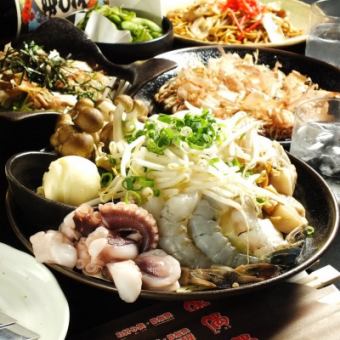 【連烤海鮮套餐】7道菜+90分鐘無限暢飲4,000日圓（含稅）
