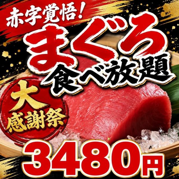 赤身、中トロまで、海の王者が今宵は無制限であなたのものに！贅沢な希少部位の刺身など、こだわり抜いた天然マグロを心ゆくまでご堪能ください。胃袋がマグロで満たされる、至福のダイブをお約束します。