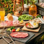 [B/Best value BBQ] Includes 2 hours of all-you-can-drink♪ Rooftop beer garden! 9 dishes including pork belly and chicken thighs [2,480 yen]