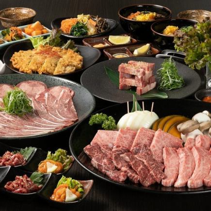 【暢飲套餐◆橘色「頂級」套餐】我們的首選推薦!包含3種日本黑毛牛肉、厚切肥美鮪魚舌、咖啡等等!