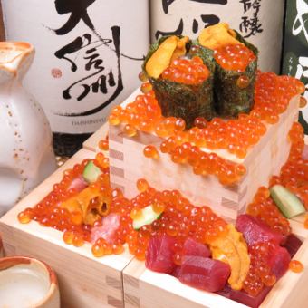 2 hours all-you-can-drink course with [Seafood castle with spilled salmon roe] + 10 dishes 6,500 yen (tax included)