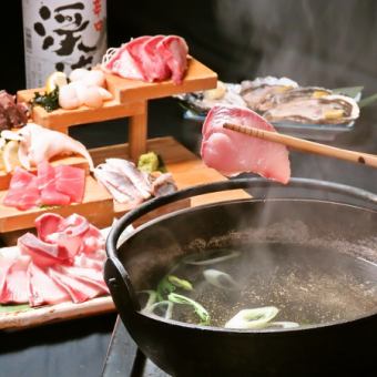 [Winter Luxury Hot Pot Course] Yellowtail Shabu-Shabu, Six-Piece Sashimi Platter, Grilled Crab Shell, etc. (9 dishes total) 5,000 yen