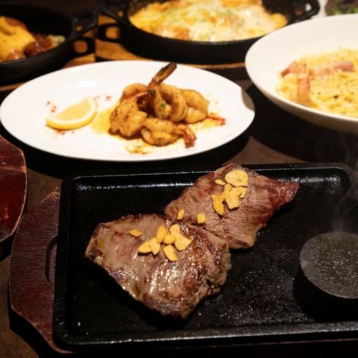公式アカウント登録で4300円牛ブレードミートステーキ付時間無制限食べ飲み放題を【300円OFF】