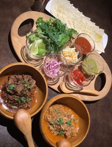 宴会に最適【タコスパーティーセット】+【レアハンバーグ+牛ステーキ食べ飲み放題2時間】5000円