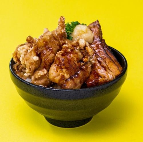 二郎系チャーシュー&唐揚げ丼【爆盛り】