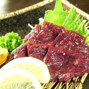 Red horse meat sashimi