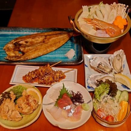 ビールや日本酒など豊富なドリンクメニューから選べる、120分飲み放題付コース!6500円(税込)