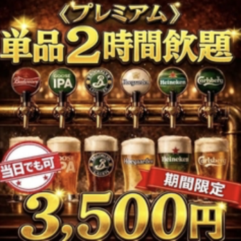 【昼飲みはお得！】海外クラフト生ビール5種込単品2H飲み放題（ワンオーダー制無し)3500円(税込)
