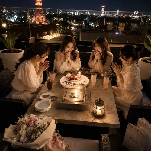 夜景をみながらの女子会◎