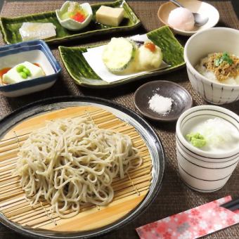 ◆季節の膳◆ランチ・ディナー共ににOK !前菜・天ぷら・蕎麦・デザート等6品 税込2,420円