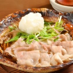 秀麗豚と水の子のみぞれ鍋