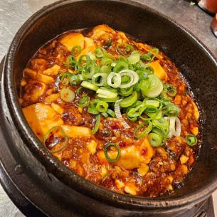 Sichuan-style spicy mapo tofu with minced pork