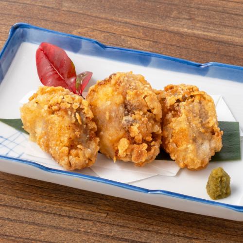 Deep fried puffer fish with yuzu pepper