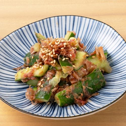 Bonito flakes and pickled plums, cucumber, whole pickled cucumber (each)