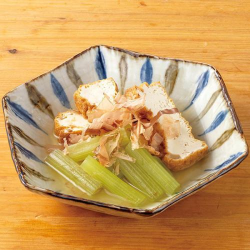 Simmered butterbur and deep-fried tofu