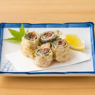【魚介料理】イワシ梅しそ巻き天布羅