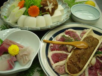 如果想要来点不一样的，可以试试鸭肉寿喜烧火锅套餐☆ 6道菜7,500日元（含税）