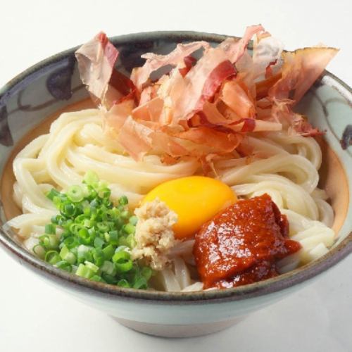 辛みそ釜玉うどん