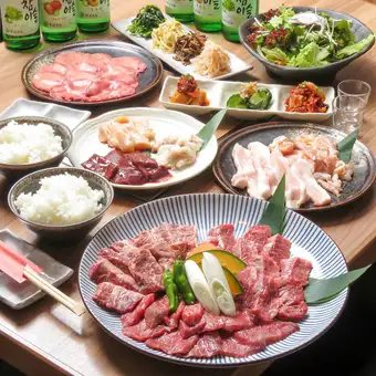 【生ビール◎2H飲み放題付】かるびやハラミなどが楽しめる♪全12品おひとり様4,400円(税込)