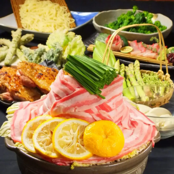 时令蔬菜的美味火锅♪【柚子猪肉盐火锅套餐】6,000日元→4,980日元+2小时无限畅饮！