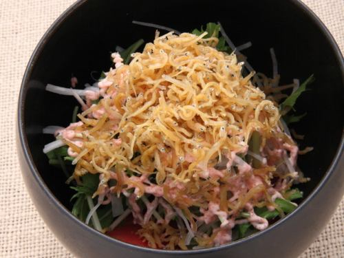 Radish and chirimenjako tension salad