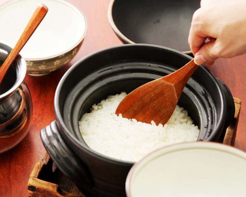Hot pot cooking white rice Kyoto Tango rice original taste of rice.