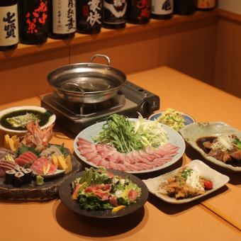 【３H飲放】鰤しゃぶ×銀ムツの煮付けに直送鮮魚刺し盛合せ含む全8品『渚』6410円⇒5500円