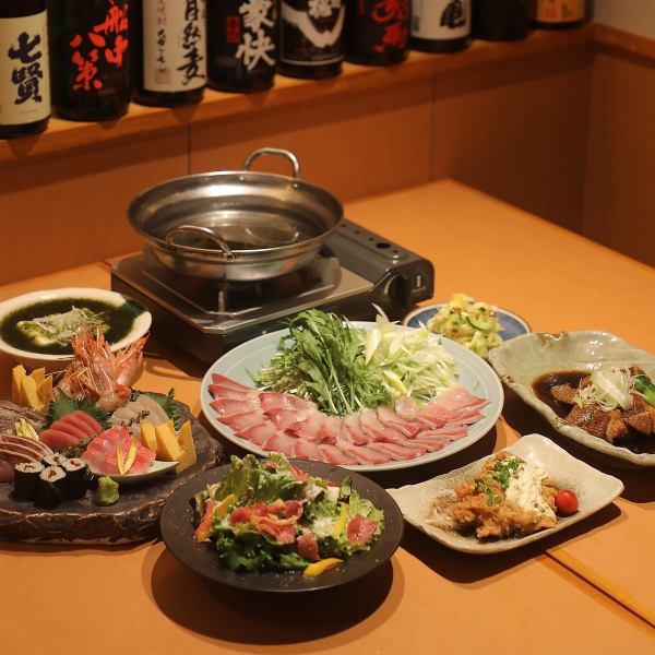 【３H飲放】鰤しゃぶ×銀ムツの煮付けに直送鮮魚刺し盛合せ含む全8品『渚』6410円⇒5500円
