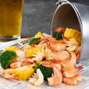 魷魚和蔬菜網捕