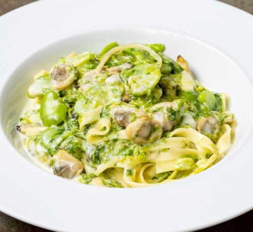 生海苔とアサリのクリームソースパスタ