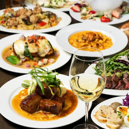 自然派ワイン飲み放題付き！はかた地鶏の燻製ステーキがついたコース！7600円（税込）