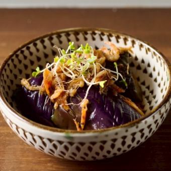 Braised eggplant and cherry shrimp