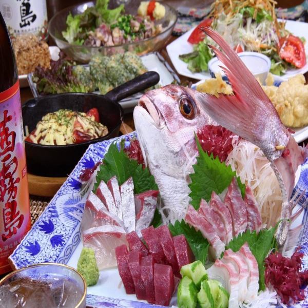 Course with fresh sashimi