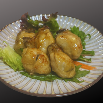 Grilled oysters with butter and soy sauce
