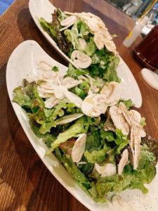 Green mushroom salad with ginger honey dressing