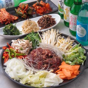 B【2時間飲み放題付】韓国風すき焼き鉄板プルコギコース【6000円→5000円】