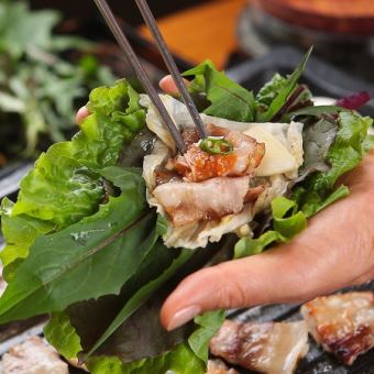 エ【3時間飲み放題付】プルコギ鍋付き!サムギョプサル食べ放題コース【7480円→6480円】