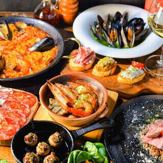 【2.5h飲み放題付き】イタリアンとスパニッシュのいいとこ取り！