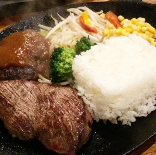 赤身ランプステーキ+ハンバーグ(約160g)+ライススープセット