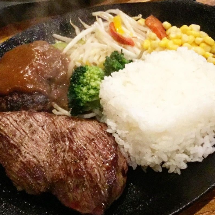 赤身ランプステーキ+ハンバーグ(約160g)+ライススープセット