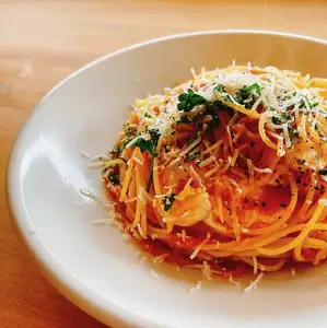 とろ～りチーズと海老のトマトパスタ