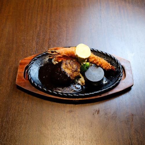 Hamburg steak and fried shrimp (single item)