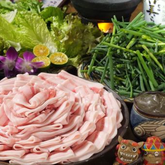 ★Weekday only★ [Agu Pork Island Onion Shabu-Shabu Course] 5 dishes in total ≪2.5 hours all-you-can-drink included≫ 5,900 yen