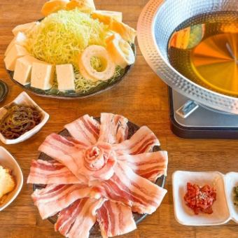 Agu pork shabu-shabu course with 2 hours of all-you-can-drink
