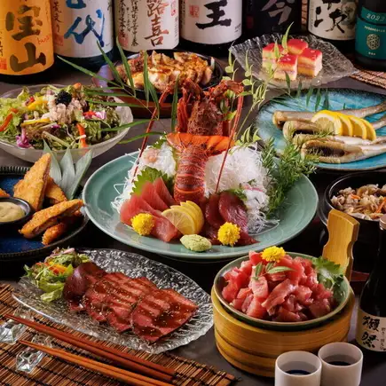 ■3H飲み放題付『月華コース』伊勢海老に北海道産ズワイガニや十勝牛等〈全10品〉7000円⇒6000円